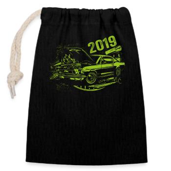 2019 Birthday Classic Car Model 2019 Vintage 2019 - Closable cotton gift bag (14x20cm) - black - Front