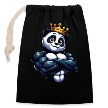 Entraînement de remise en forme Muscle Panda King - Sac cadeau en coton avec cordon (14 x 20 cm) - noir - Devant