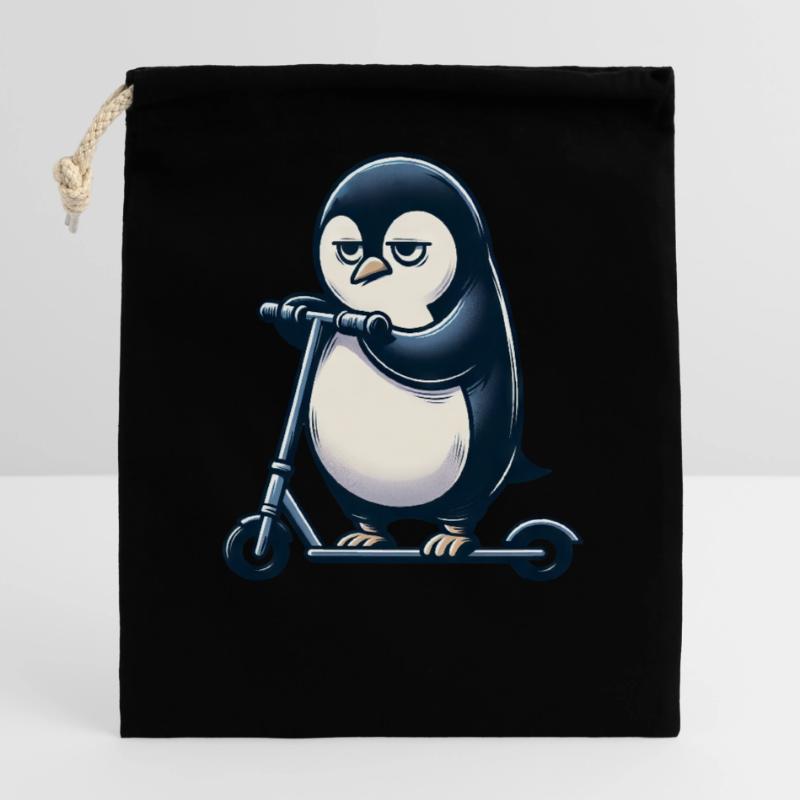 Grumpy Pug on Kickroller Funny Dog Closable cotton gift bag (14x20cm)