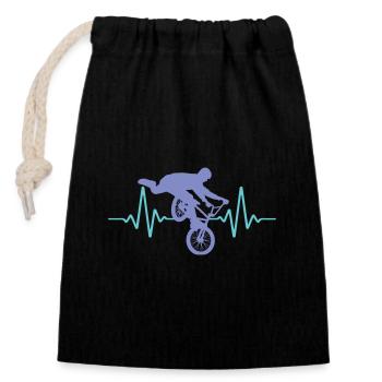 Herzschlag BMX Puls EKG | Farben änderbar - Verschließbarer Geschenkbeutel aus Baumwolle (14x20cm) - Schwarz - Vorne
