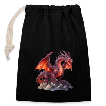 Fantasy red dragon T-shirt. Excellent for gamers. - Closable cotton gift bag (14x20cm) - black - Front