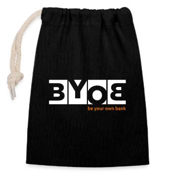 Be your own bank - Closable cotton gift bag (14x20cm) - black - Front
