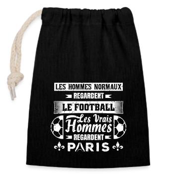 les vrais hommes regardent paris fans club de foot - Sac cadeau en coton avec cordon (14 x 20 cm) - noir - Devant