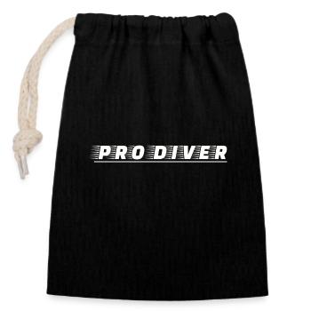 "Pro Diver: Unleash the Expert Within" - Closable cotton gift bag (14x20cm) - black - Front