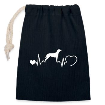 Rhodesian Ridgeback mit Herzschlag - Verschließbarer Geschenkbeutel aus Baumwolle (14x20cm) - Navy - Vorne