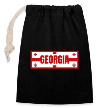Conception du drapeau géorgien - Sac cadeau en coton avec cordon (14 x 20 cm) - noir - Devant