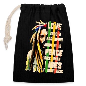 Rastaman jah rastafari - Verschließbarer Geschenkbeutel aus Baumwolle (14x20cm) - Schwarz - Vorne