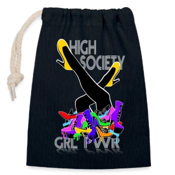 high society heels girl power - Verschließbarer Geschenkbeutel aus Baumwolle (14x20cm) - Navy - Vorne