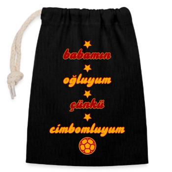 Babamın oğluyum çünkü cimbomluyum - Verschließbarer Geschenkbeutel aus Baumwolle (14x20cm) - Schwarz - Vorne