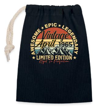 60th Birthday Gift Vintage April 1965 - Closable cotton gift bag (14x20cm) - navy - Front