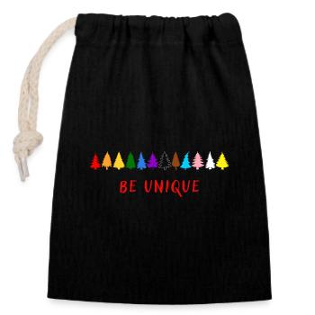 Be unique - sei einzigartig! LGBTQ - Verschließbarer Geschenkbeutel aus Baumwolle (14x20cm) - Schwarz - Vorne