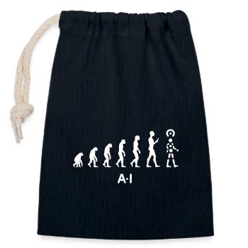 Évolution de l’IA – Intelligence artificielle - Sac cadeau en coton avec cordon (14 x 20 cm) - bleu marine - Devant