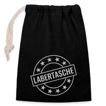 Labertasche Laber Tasche Stempel - Verschließbarer Geschenkbeutel aus Baumwolle (14x20cm) - Schwarz - Vorne