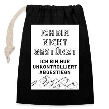 MTB Sturz lustiger Spruch - Verschließbarer Geschenkbeutel aus Baumwolle (14x20cm) - Schwarz - Vorne