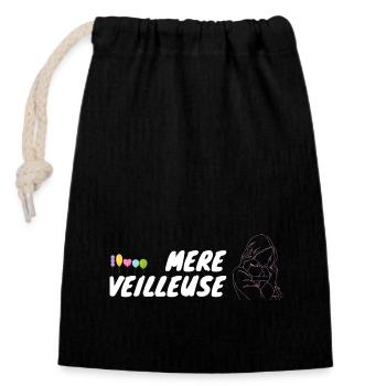 mère veilleuse ballon - Sac cadeau en coton avec cordon (14 x 20 cm) - noir - Devant