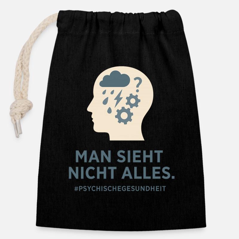 Man sieht nicht alles. - Verschließbarer Geschenkbeutel aus Baumwolle (14x20cm) - Schwarz