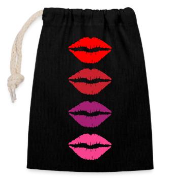 Lippenstift Kussmund - Verschließbarer Geschenkbeutel aus Baumwolle (14x20cm) - Schwarz - Vorne