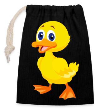 Duck yellow duckling gift - Closable cotton gift bag (14x20cm) - black - Front
