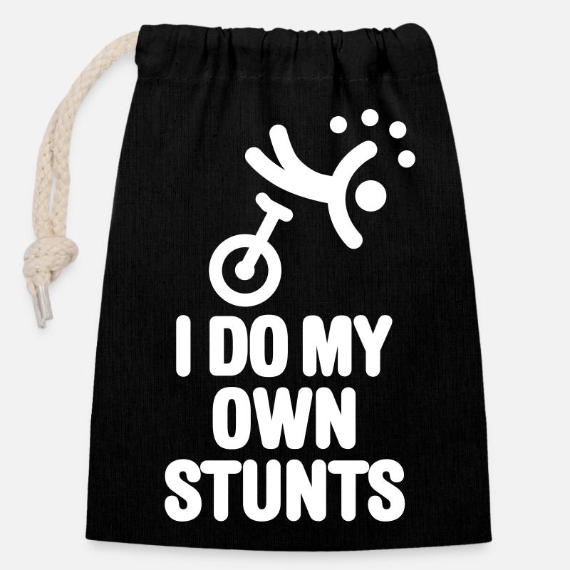 Circus unicycle unicycling acrobat juggler clown - Closable cotton gift bag (14x20cm) - black