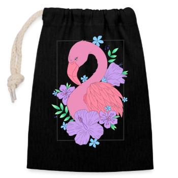 Flamingo Flower Flower - Sac cadeau en coton avec cordon (14 x 20 cm) - noir - Devant