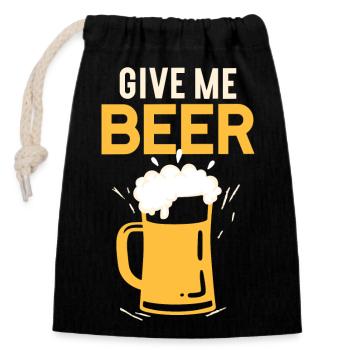 Give me beer toast mug beer glass gift - Closable cotton gift bag (14x20cm) - black - Front