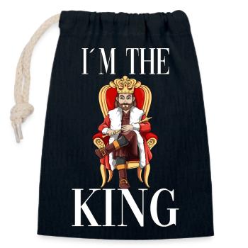 I am the king - Closable cotton gift bag (14x20cm) - navy - Front