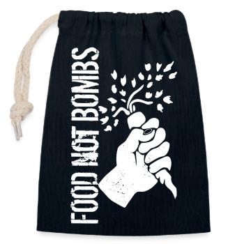 Food not Bombs - Sac cadeau en coton avec cordon (14 x 20 cm) - bleu marine - Devant