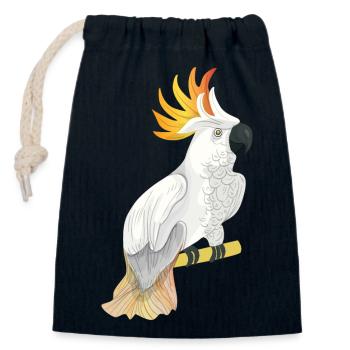 Kakadu Papagei Design - Verschließbarer Geschenkbeutel aus Baumwolle (14x20cm) - Navy - Vorne