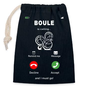 Boule is calling - Sac cadeau en coton avec cordon (14 x 20 cm) - bleu marine - Devant