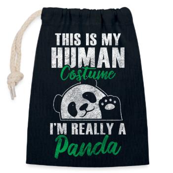 Panda Géant Panda Chine Mignon - Sac cadeau en coton avec cordon (14 x 20 cm) - bleu marine - Devant