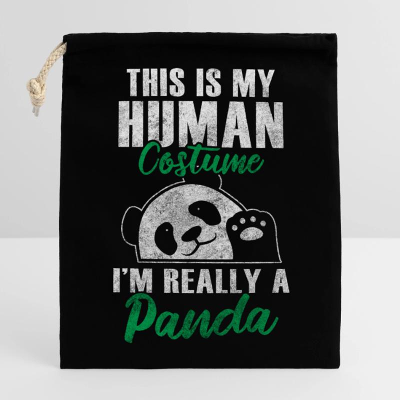 Panda Géant Panda Chine Mignon Sac cadeau en coton avec cordon (14 x 20 cm)