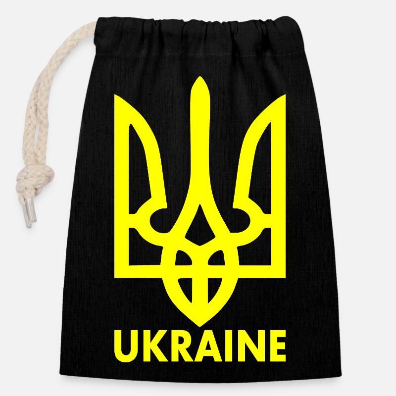 Ukraine - Sac cadeau en coton avec cordon (14 x 20 cm) - noir