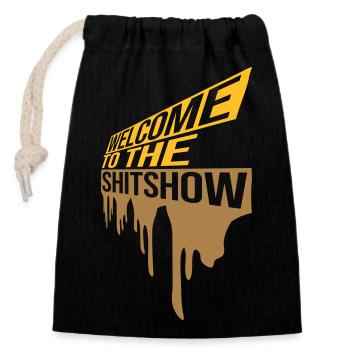 Drops Welcome Shitshow - Closable cotton gift bag (14x20cm) - black - Front