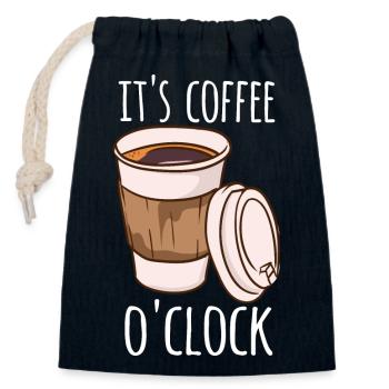 It's Coffee o'clock - Verschließbarer Geschenkbeutel aus Baumwolle (14x20cm) - Navy - Vorne