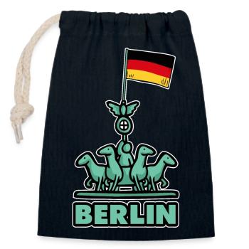 Berlin - Verschließbarer Geschenkbeutel aus Baumwolle (14x20cm) - Navy - Vorne