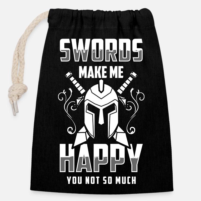 Duel d’Aïkido à l’épée - Sac cadeau en coton avec cordon (14 x 20 cm) - noir