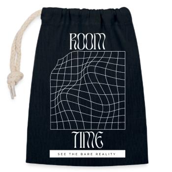 Space and time - Closable cotton gift bag (14x20cm) - navy - Front