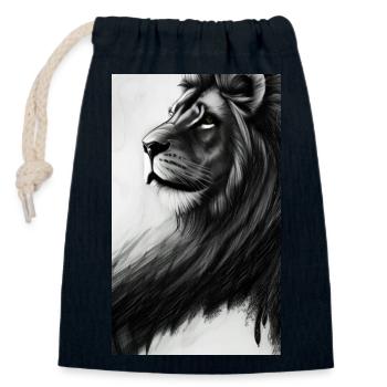 Lion Black and White - Closable cotton gift bag (14x20cm) - navy - Front