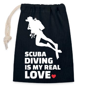 I love scuba diving - Closable cotton gift bag (14x20cm) - navy - Front