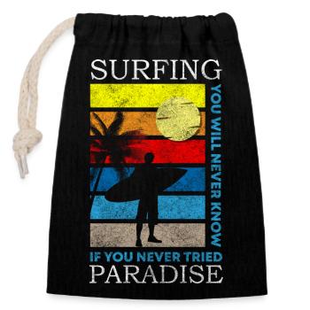 Surfer Surfergirl Windsurfen Board - Verschließbarer Geschenkbeutel aus Baumwolle (14x20cm) - Schwarz - Vorne