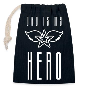 Dad is my Hero White - Closable cotton gift bag (14x20cm) - navy - Front