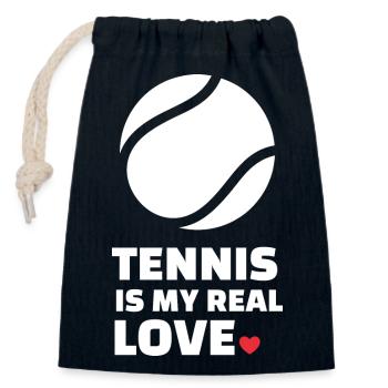 I love tennis - Closable cotton gift bag (14x20cm) - navy - Front
