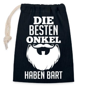 Patenonkel Bärtiger Onkel - Verschließbarer Geschenkbeutel aus Baumwolle (14x20cm) - Navy - Vorne