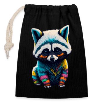 Racoon 4 - Closable cotton gift bag (14x20cm) - black - Front
