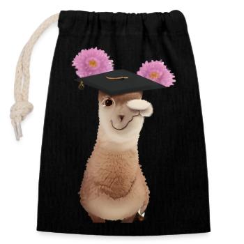 Bachelor School Leaving Certificate Alpaca Studies Graduate - Closable cotton gift bag (14x20cm) - black - Front