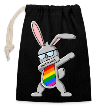 Gay Pride Dab Dance Bunny - Sac cadeau en coton avec cordon (14 x 20 cm) - noir - Devant