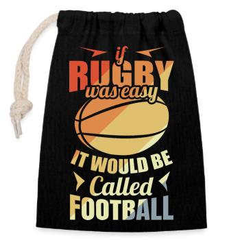 Rugby player joke - Closable cotton gift bag (14x20cm) - black - Front