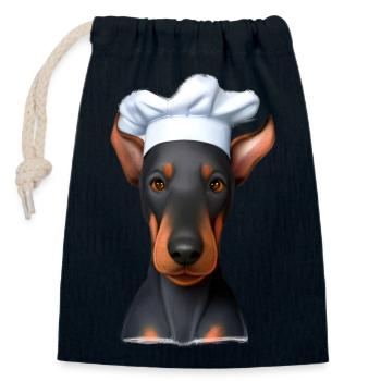 Dobermann Gastronom Hund Köche Dobermannwelpe - Verschließbarer Geschenkbeutel aus Baumwolle (14x20cm) - Navy - Vorne