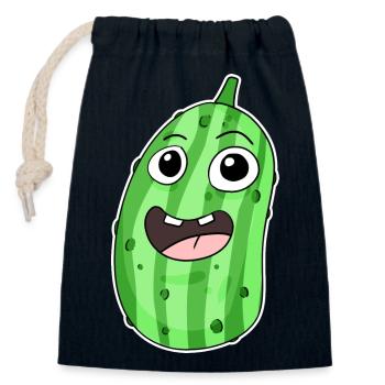 Cucumber motif - Closable cotton gift bag (14x20cm) - navy - Front