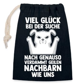 Einzug Umzug Nachbarn Nachbar - Verschließbarer Geschenkbeutel aus Baumwolle (14x20cm) - Navy - Vorne